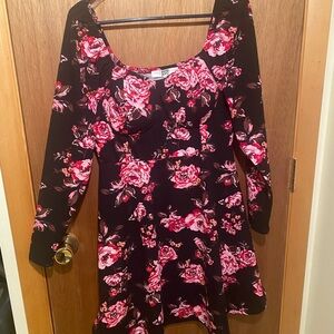 Madden NYC XL long sleeve pink floral dress